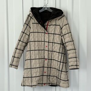 UBU Reversible! Black and Cream plaid hooded Jacket
